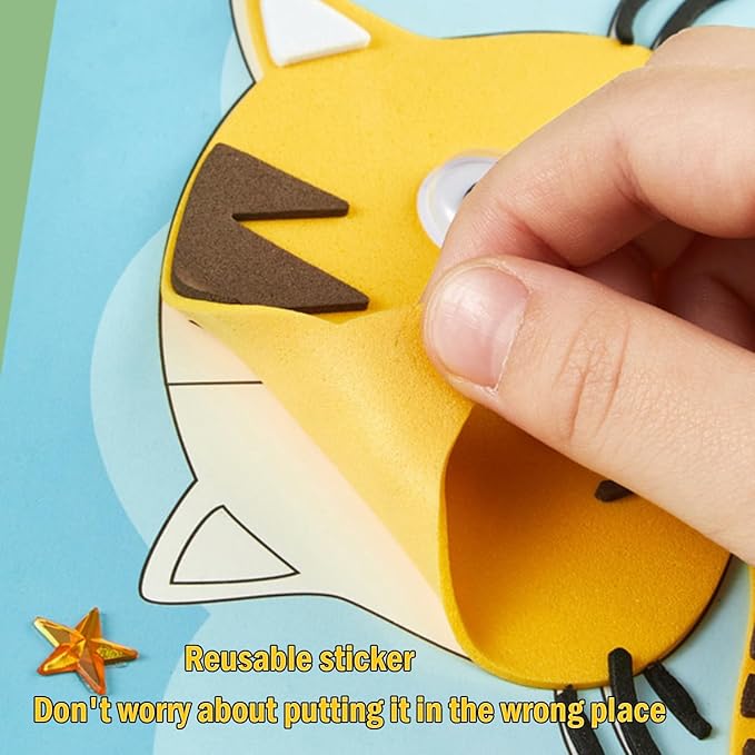 3D EVA Foam Stickers for Toddlers 12PCS Sticky Foam DIY Craft Preschool Art Class Drawing Sticker Puzzle Art Kit for Kids Boys Girls (Dinosaurs)