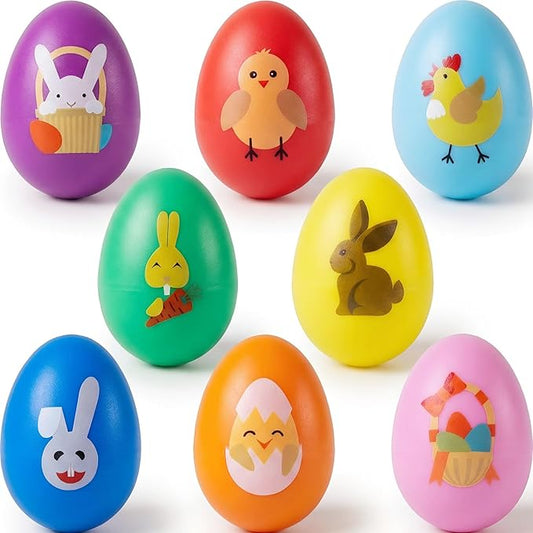 8 Pack Easter Plastic Shake Eggs Percussion Musical Maracas Easter Egg Shakers for Kids Toddlers Easter Basket Stuffers Egg Fillers Party Favors Gifts