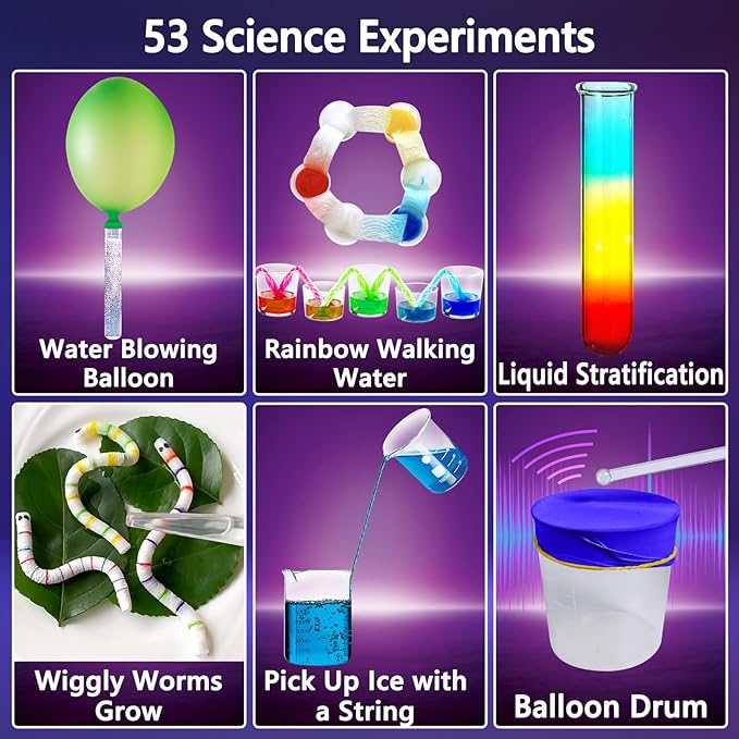 UNGLINGA 53 Experiments Science Kits for Kids Boys Girls, Gift Ideas for Birthday Christmas, Chemistry Physics Set, STEM Activities Learning Educational Scientist Toys