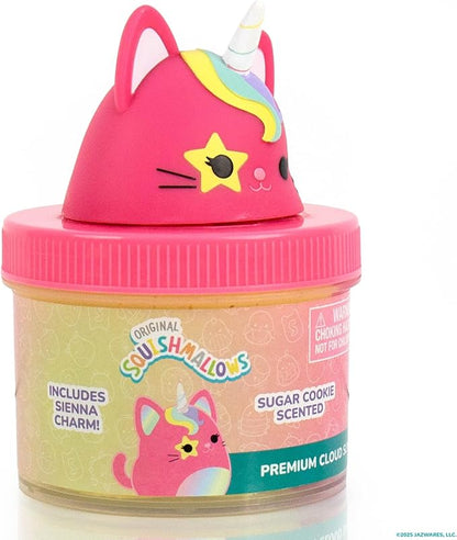 Original Squishmallows Sienna the Caticorn Premium Cloud Slime, Sugar Cookie-Scented, 8 oz., Storage Container with Figurine Topper, Rubber Charm, Goodie Bags Stuffers, Kids Party Favors, Sensory Toys