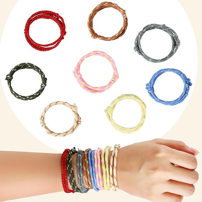 WILLBOND 216 Neon Friendship Bracelets Bulk for Kids Birthday Classroom Student Gift Adjustable Paracord Bracelets Rope Woven Neon Colors Valentine Day Gift Girls Boy Party Favors