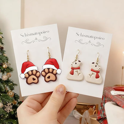 9 Pack Christmas Polymer Clay Cutters - Honey Jar/Bee/Bear/Dog Paw/Cow/Raccoon, Ideal Polymer Clay Molds & Polymer Clay Earring Cutters for Christmas Jewelry Making Easter Gifts