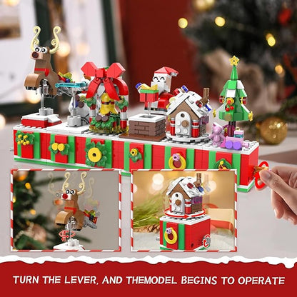 Christmas Building Blocks Sets Rotating Christmas Santa Building Sets for Kids 2024 Christmas Kits Small Xmas Building Brick Toys Gifts for Adults Teens Kids Girls Boys Ages 6+(139PCS Small Size)