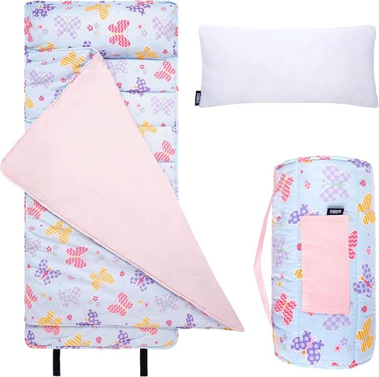 Wildkin Original Nap Mat with Reusable Pillow for Boys & Girls, Perfect for Elementary Daycare Sleepovers, Features Hook & Loop Fastener, Cotton Blend Materials Nap Mat for Kids