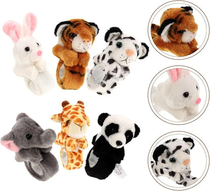 LOGOFUN 6Pcs Plush Animal Slap Bracelets Jungle Theme Slap Bands Birthday Party Favors for Kids