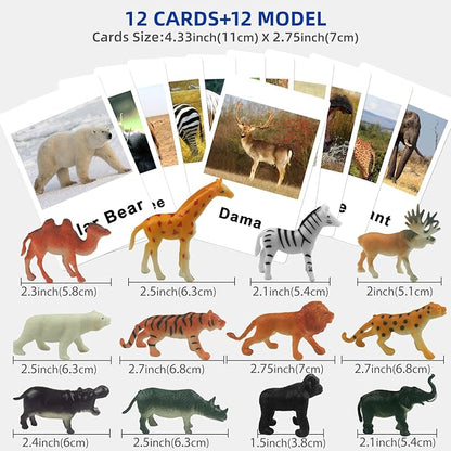 MEROCO Montessori Animal Match - Miniature Forest Animal Toy Figurines with Matching Cards Montessori Language Materials Preschool Learning Toy NEWTT0010YS3