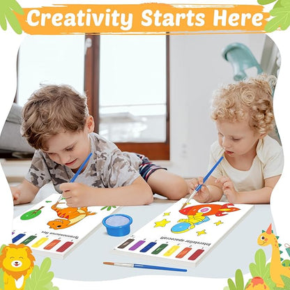 Water Coloring Books for Toddlers - Easter Basket Stuffers Watercolor Paint Book Drawing Art Paper for Kids Mess Free Craft Supplies kit Toy for Age 3 4 5 6 Valentines Birthday Gift(Planet,Dinasour）