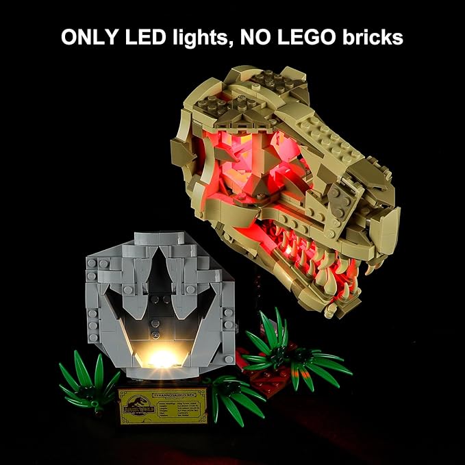 Vaodest LED Light for Lego 76964 Dinosaur Fossils: T. rex Skull Set,Design and Configuration Compatible with Model 76964 (LED Light Only, Not Building Block Kit)