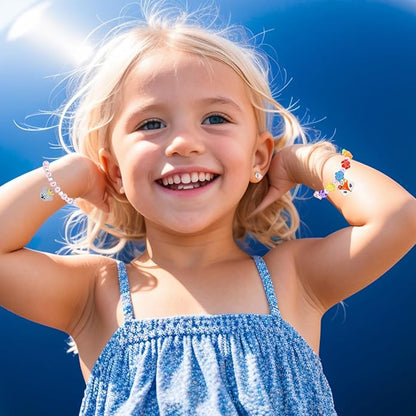 PinkSheep Friendship Bracelets Little Girl Jewelry, 12PCS Girls Bracelets for Kids, Baby Adjustable Multicolor Woven Pretend Play Bracelet Bulk Bracelet