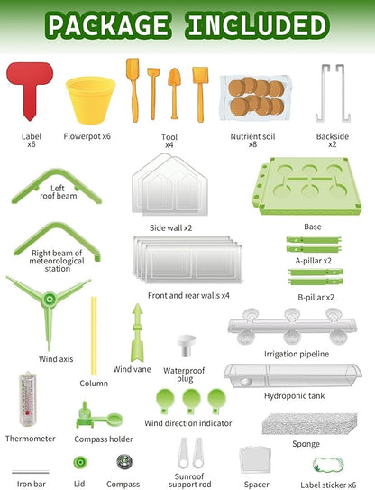 Kids Growing Plant Kit, Lorvain Gardening Set for Kids Education Science Grow House Planting Kit with Compass Irrigation System Terrarium Kit Toddler Garden Set for Boys Girls