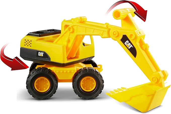 CAT Construction Toys, Construction Fleet 10" Excavator Toy – Ages 2+ Real Working Parts, Indoor/Outdoor Play, Sturdy Plastic Construction, Ideal Sand/Beach Toy