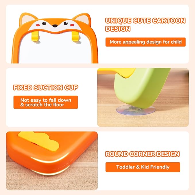 Adjustable Standing Toddler Art Easel with educatinal Accessories for Kid,4-in-1 Double-Sided Magnetic Chalkboard&Whiteboard,Dry Eraser Board,Detachable&Portable,Ideal Birthday Gift for 2-4,FOX