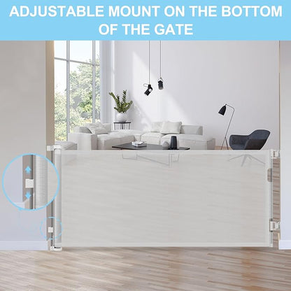 80 Inch Baby Gate Extra Wide Retractable Dog Gate Mesh Baby Gate Outdoor Baby Gates for Decks Indoor Mesh Gate Retractable Pet Gate Doorway Gate Safety Gates for Stairs Babies Kids gate (Light Gray)