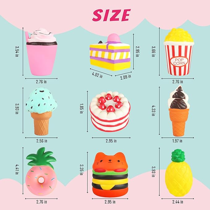 Slow Rising Jumbo Squishies Toys Set - 9 Pack Soft Kawaii Squishy Hamburger Popcorn Cake Ice Cream Donut Stress Relief Squeeze Toy for Boys and Girls