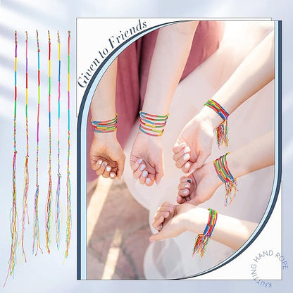 Henoyso 200 Pieces Friendship Bracelets Bulk Handmade Braided String Colorful Braid Friendship Cords Strand Bracelet Party Supply Favors for Birthday Gifts(Classic Style)