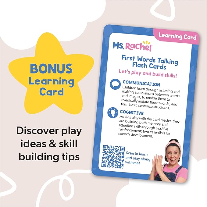 Ms. Rachel Official First Words Talking Flash Cards with Electronic Reader, 100 Words, Educational Toys & Toddler Toys for Girls & Boys Ages 1-2+