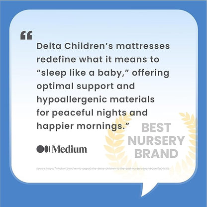 Delta Children Twinkle Stars Limited Premium Recycled Fiber Core Crib and Toddler Mattress - Waterproof Cover - GREENGUARD Gold Certified - Trusted 7 Year Warranty - Made in USA