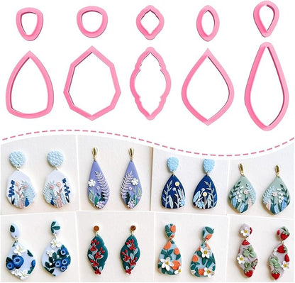 KEOKER 10 Organic Shape Clay Earring Cutters, Clay Cutters for Polymer Clay Jewelry, Earring Cutters for Polymer Clay (B)