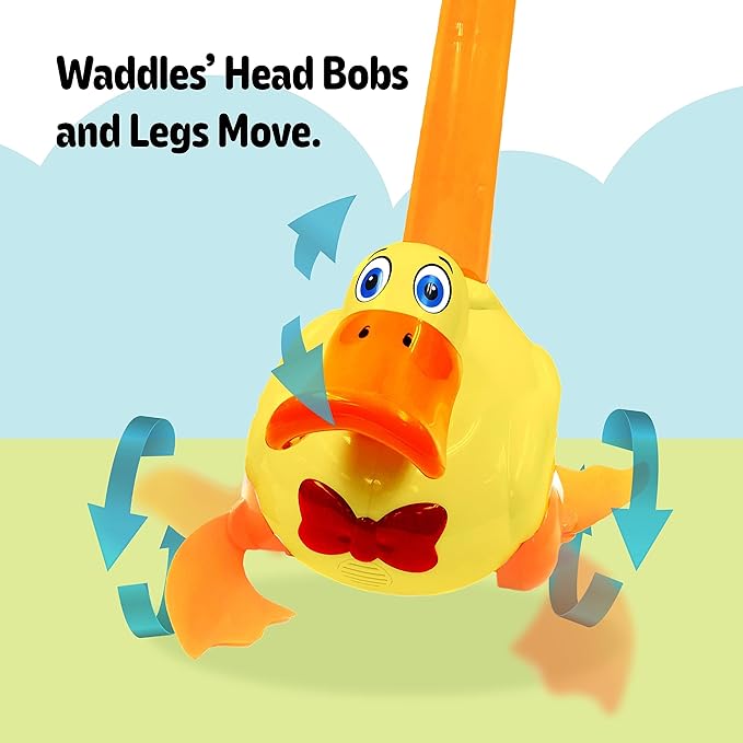 Baby to Toddler Push Toy with Quacking Sounds and Waddling Action, Walking Toy for 1-3 Year Olds, Great for 1 Year Old Learning to Walk - Yellow