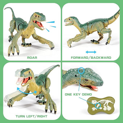 VERTOY Remote Control Dinosaur Toys for Kids - Build a Big Walking Velociraptor Dino with Light and Sound, Birthday Gift Ideas for Boys and Girls 3-5 5-7 8-12 Year Old