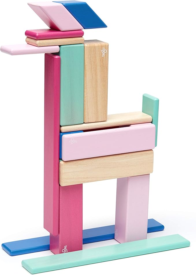 24 Piece Tegu Magnetic Wooden Block Set, Blossom, 1-99 years old