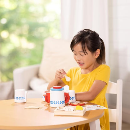 Melissa & Doug 20-Piece Steep and Serve Wooden Tea Set - Play Food and Kitchen Accessories