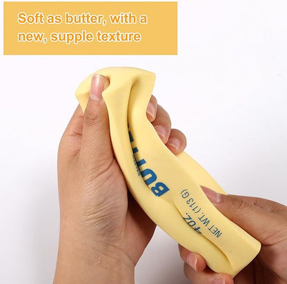 2pcs Squeeze Butter Squishy Toy, PU Material Butter Stick Slow Rising Squeeze Food Fidget Toy for Office School (Light Yellow)