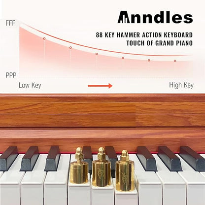 Electric Piano 88 Keys Digital Piano Weighted for Beginner Keyboard Piano Include Piano Bench Power Adapter Three Pedal Manual User (Wood Color)