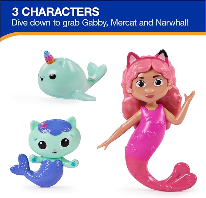 SwimWays Gabby's Dollhouse Dive Characters 3-Pack, Swimming Pool Accessories & Kids Pool Toys, Pool Party Supplies & Water Toys for Kids Aged 5 & Up