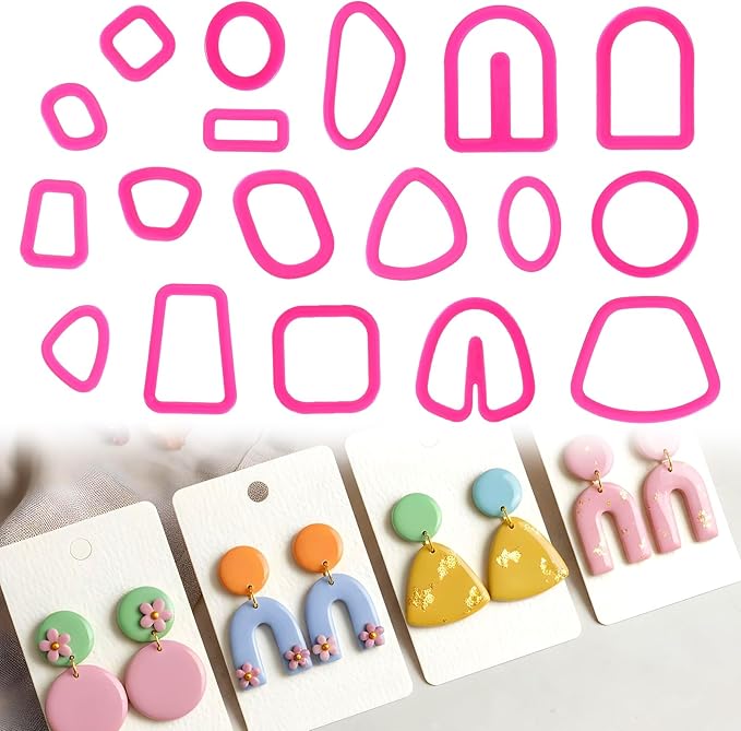 18Pcs Polymer Clay Cutters, Clay's Cutters for Polymer Clays Jewelry, Clay Earring Cutter, Gem Clays Jewelry Making Tools