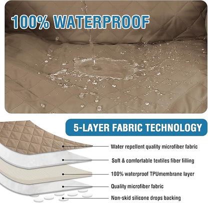 H.VERSAILTEX 100% Waterproof Recliner Sofa Cover Recliner Couch Cover for 3 seat Non Slip Reclining Couch Cover for Dog Washable Furniture Protector with Elastic Straps(Recliner Sofa, French Oak)