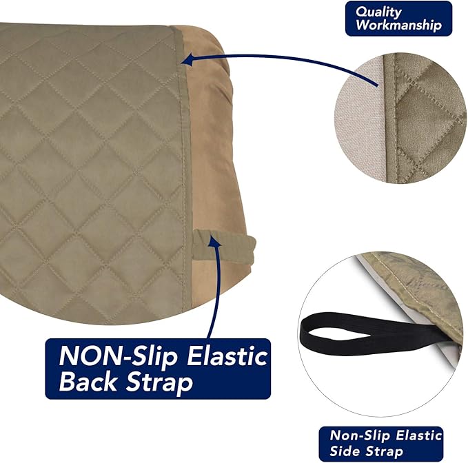 PureFit Reversible Quilted Sofa Cover, Water Resistant Slipcover Furniture Protector, Washable Couch Cover with Non Slip and Elastic Straps for Kids, Dogs, Pets (Small Recliner, Beige/Beige)