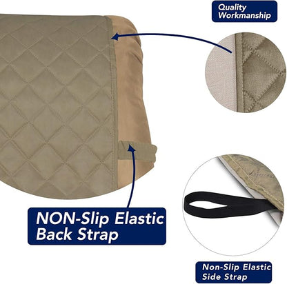 PureFit Reversible Quilted Sofa Cover, Water Resistant Slipcover Furniture Protector, Washable Couch Cover with Non Slip and Elastic Straps for Kids, Dogs, Pets (Small Recliner, Beige/Beige)