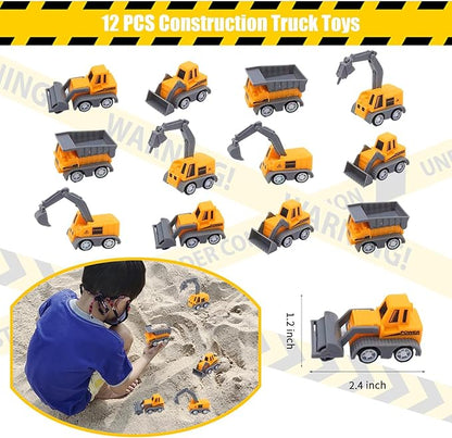 122 PCS Construction Party Favors Construction Theme Party Supplies Mini Construction Vehicles Rubber Bracelet Keychains Truck Button Pin Bags for Kids Birthday Party Favors Goodie Bag Fillers
