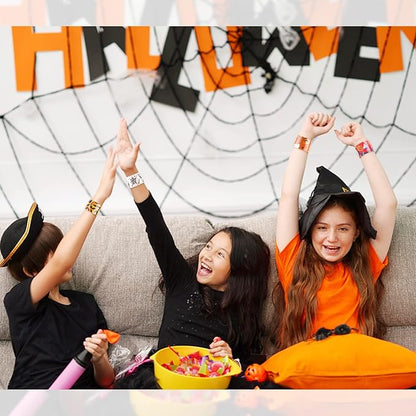 Halloween Slap Bracelets for Kids Halloween Slap Bracelets Bulk Snap Bracelet Party Supplies Favors Classroom Prizes Exchanging Gifts (48)