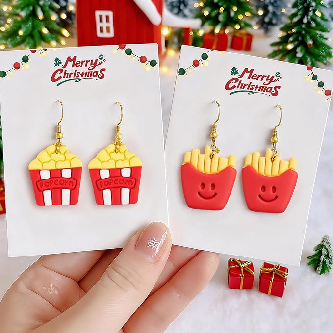 9 Pack Christmas Themed Polymer Clay Cutters - Owl/Squirrel/Raccoon/Tassel Earrings/Fries, Ideal Polymer Clay Molds & Polymer Clay Earring Cutters for Christmas Jewelry Making