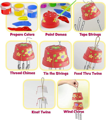 Dan&Darci Wind Chime Making & Painting Kit - Arts and Crafts Gift for Girls & Boys Ages 6, 7, 8, 9, 10-12 - Birthday & Easter Gifts for Kids - Kid Art & Craft Kits - DIY Stuff for Girl Age 6-12