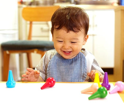 Gibot 12 Colors Toddlers Crayons Palm Grip Crayons, Finger Paint Crayons Sticks Stackable Toys Safe for Kids, Children, Boys and Girls