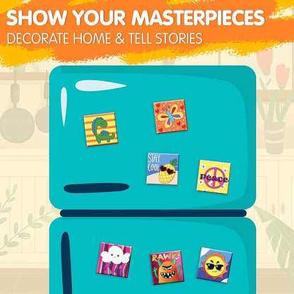 JOYIN 24 Magnetic Mini Tiles Art Kit, Creativity DIY Paint, Arts and Crafts for Kids, DIY Supplies for Party Favors, Family Activity, Birthday Present, Toys Gifts for Boys and Girls
