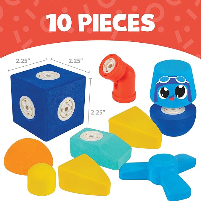 Magnetic Foam Blocks - STEM Preschool Toys for Children, Toddlers, Boys and Girls, The Ultimate Bath Toy - Airplane Set, Bath Building Blocks, Engineering Toys for Kids 3-6