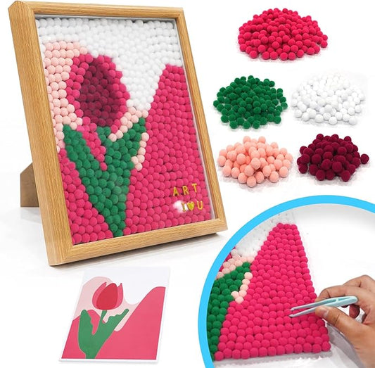 URSDIART Tulip Arts and Crafts for Kids Ages 8-12,Over 1100+ Craft Pom Poms Art Kits, Craft Kits for Girls Boy Ages 8-12,6-9,15+,Kids Activities Home Classroom School Project Supplies