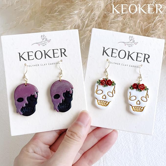 KEOKER Halloween Polymer Clay Cutters - 24 Shapes for Jewelry & Earrings
