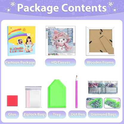 hkejoi Christmas Diamond Painting Kits with Frame- Snowman Diamond Art Kits, Big Gem Diamond Painting Arts and Crafts Painting Kit for Gift Home Wall Decor 7x7inch