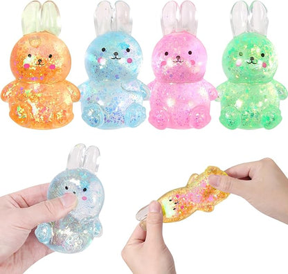 Easter Basket Stuffers,Easter Basket Essentials,4pcs Squishy Easter Bunny Stress Balls for Adults,Easter Stress Relief Fidget Balls,Easter Party Favors Easter Basket Ideas Gifts (4pcs-B)