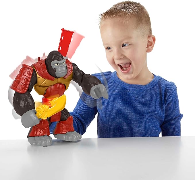 Fisher-Price Imaginext Preschool Toy Silverback Gorilla Smash 8-in Figure with Punching Action & Accessories for Pretend Play Ages 3+ Years