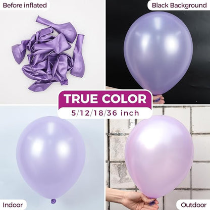 Bezente Dusty Purple Latex Party Balloons - 100 Pack 12 inch Round Helium Lavender Lilac Boho Neutral Balloons for Wedding Anniversary Engagement Cat Tornado Theme Birthday Party Decorations
