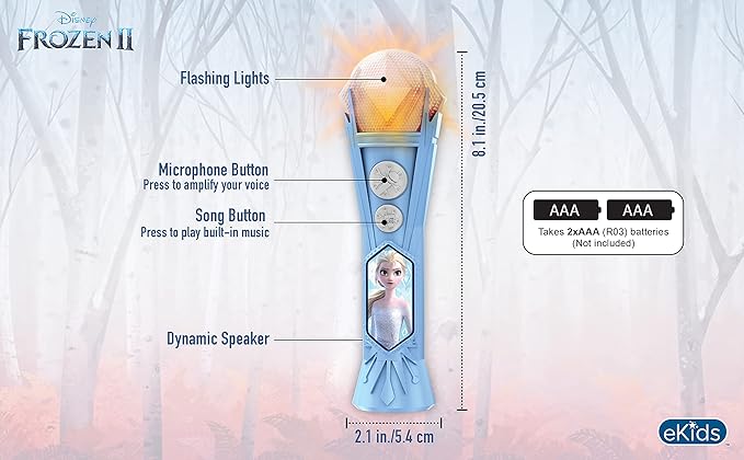 Frozen Sing Along Microphone Toy for Kids with Built-in Music and Flashing Lights, Frozen Toys for Kids