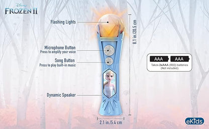 Frozen Sing Along Microphone Toy for Kids with Built-in Music and Flashing Lights, Frozen Toys for Kids
