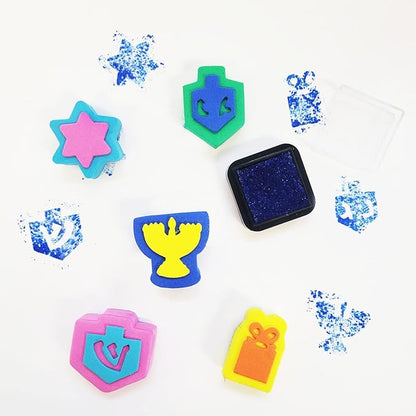 Chanukah Rubber Stamp Kit Craft for Children 5 stamps with ink pad