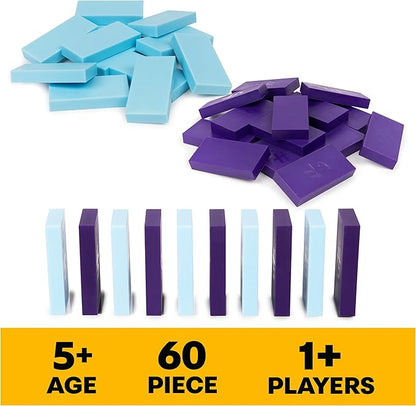Spin Master Games H5 Domino Creations, 60-Piece Blue/Purple Set by Domino Artist Youtuber Lily Hevesh Classic Family Game, for Adults and Kids Ages 5 and up